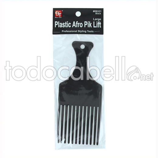 Beauty Town Peine Profesional Plastic Afro Pik Lift Largo Negro (09321)