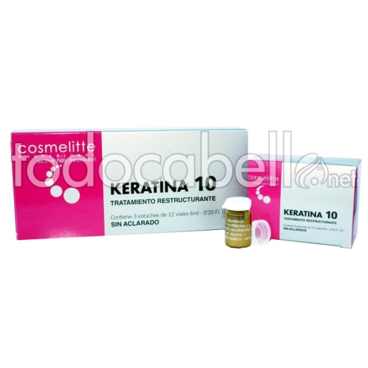 Cosmelitte Keratina 10 Restructuring Treatment.  Ampoules caja 12 viales  6ml