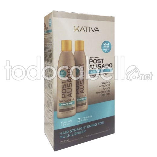 Kativa Keratina KIT Post-Smoothing Treatment Keratin. Shampoo + Conditioner Without Salt