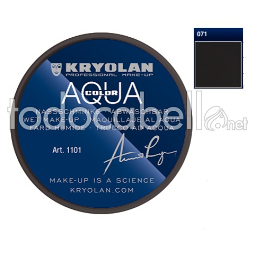 Kryolan Aquacolor 071  Deep Black 8ml Water and body make-up ref: 1101