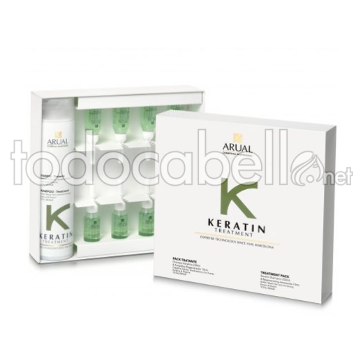Arual Keratin Treatment Regenerator Hair Debiles Champu 250 ml + Ampoules 8x10 ml