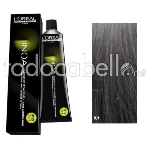 L'Oreal Tint INOA 8.1 Clear Blonde Ash 60g "WITHOUT AMMONIA"