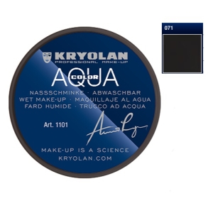 Kryolan Aquacolor 071  Deep Black 8ml Water and body make-up ref: 1101