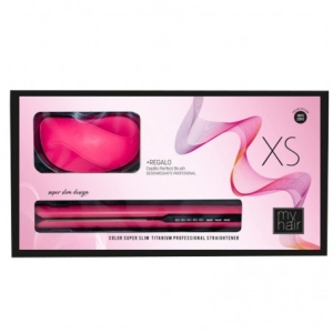 a.g.v Professional Hair Straightener XS Fluor Pink with detangling brush